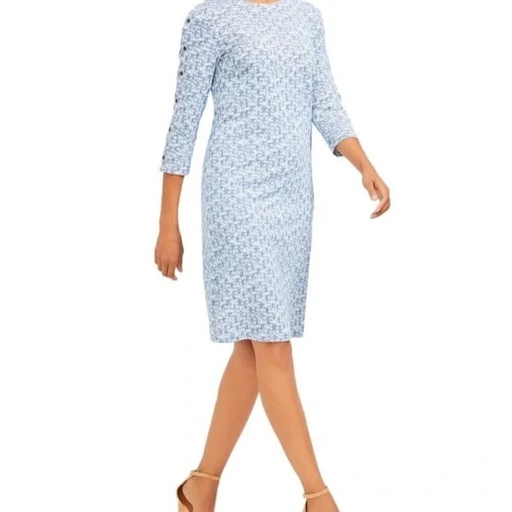 J. McLaughlin Miley Dress in White and Blue Terrace Size Small